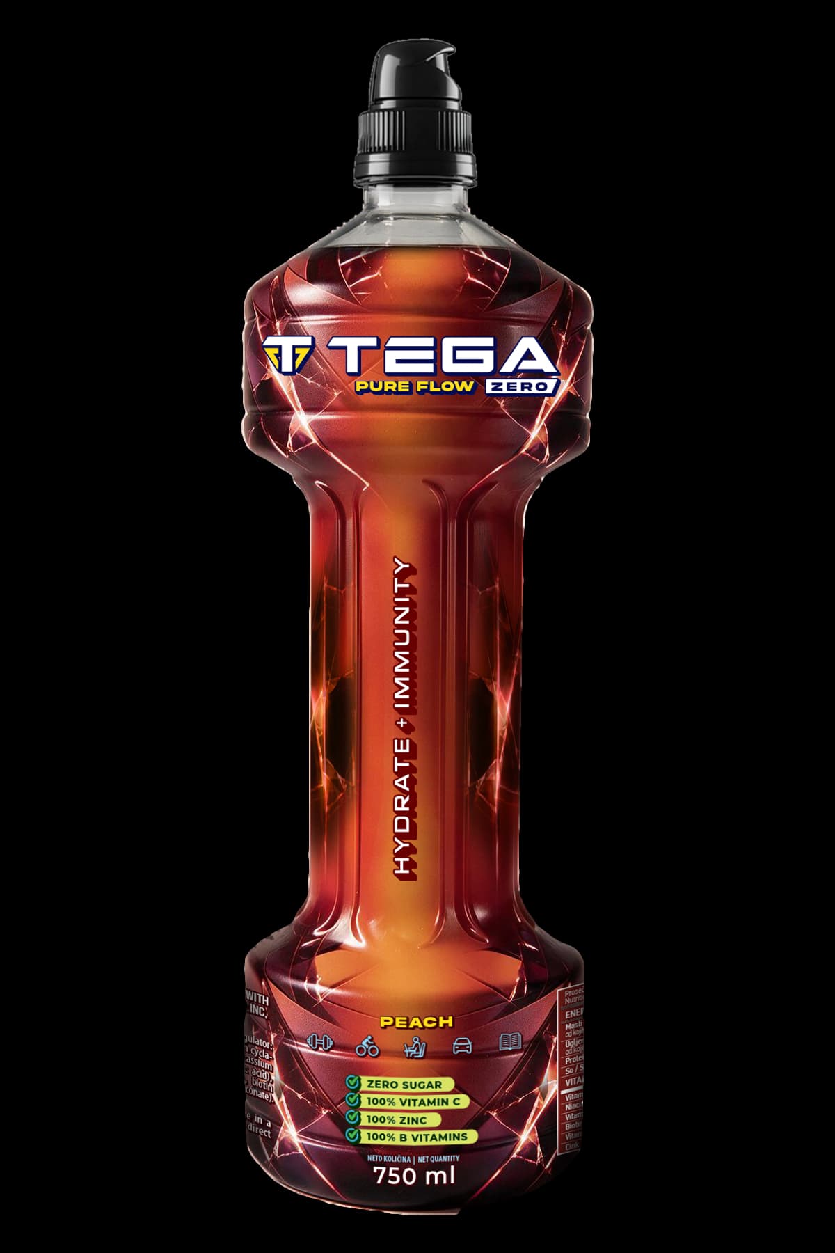 Tega Pure Flow Zero, breskva, boca od 0,75 L